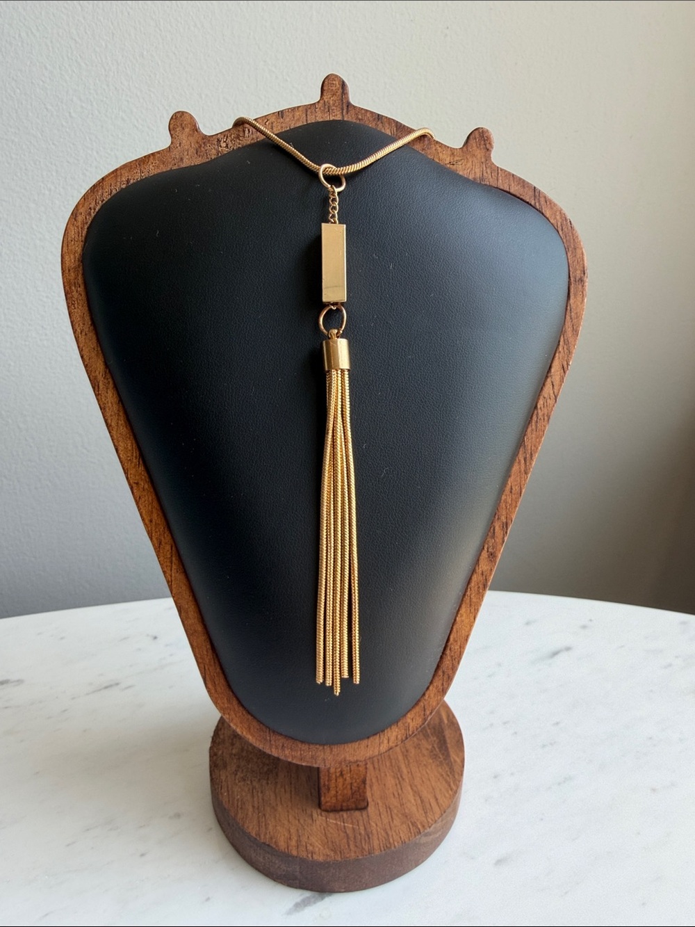 Vintage Minimalist Gold Tassel Pendant Necklace